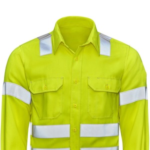 Camisa de Trabajo Unisex de Alta Visibilidad, Manga Larga, Transpirable, Impermeable, Resistente al Viento, de Algodón, Uniforme de Seguridad Reflectante, Amarilla - Product Image 4