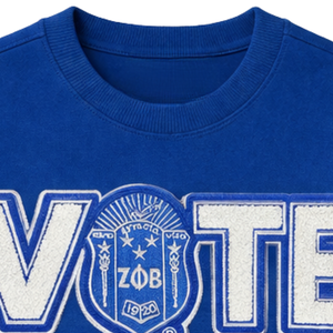 Sweat-shirt Zeta Phi Beta Chenille VOTE bleu pour femme, col rond brodé de lettres grecques, haut décontracté de qualité supérieure - Product Image 6