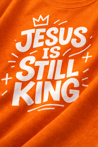 Camiseta Naranja con Estampado de Jesús es Rey, para Hombre y Mujer, Estilo Cristiano, Algodón Vintage, Streetwear, Religiosa, de Manga Corta, Talla Grande - Product Image 6