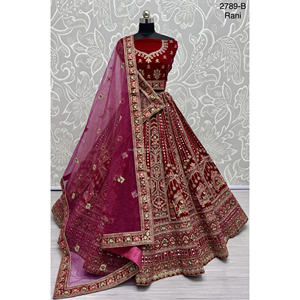 Fabzone Indian Bridal Velvet Collections Vestidos de novia con Zarkhan Work para novias - Product Image 1