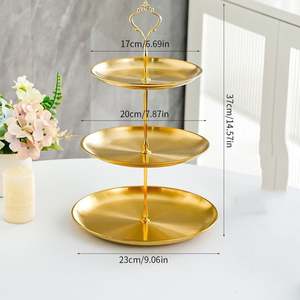 Gold 3 Tier Round Cake <b>Stand</b> Metal Dessert Display Rack Reusable Hand <b>Wash</b> Only - Product Image 4