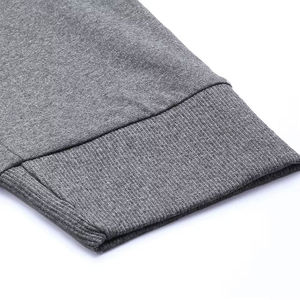 Pantalon de survêtement gris pour homme avec taille élastique, empiècements latéraux noirs, cordon de serrage, pantalon décontracté en maille, idéal pour l'automne - Product Image 5