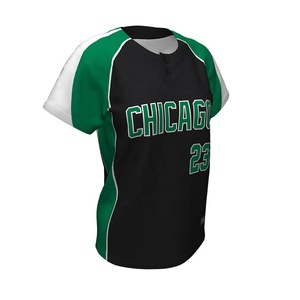 Maillot de baseball pour hommes, noir, vert, blanc, manches courtes, en polyester anti-humidité, vêtements d'équipe, impression sur le devant 23 - Product Image 1
