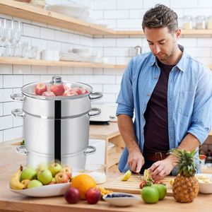 Pentola per Spremere Frutta e Cucinare a Vapore in Acciaio Inox da 11 Quarti per Fornello a Gas, Uso Ecologico in Cucina - Product Image 4
