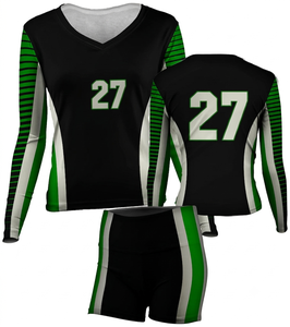 Uniforme de Voleibol Sublimado Unisex para Hombre y Mujer, Conjunto Deportivo Azul Sólido con Cuello en V, Manga Corta y Cintura Elástica - Product Image 1