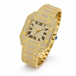 Reloj de Lujo con Diamantes Cuadrados Dorados para Hombre, Analógico de Cuarzo con Correa de Oro Amarillo - Product Image 2