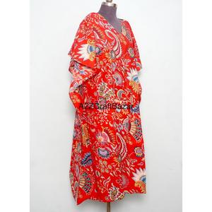 Vestido Maxi Ajustado con Cuello en V, Diseño Floral Indio, Algodón Ecológico, Sexy, con Logotipo Frontal, para Primavera/Verano, Uso Diario, Formal, para Mamás - Product Image 5