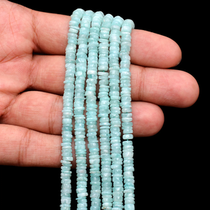 Perles Heishi lisses en Amazonite AAA de 5 mm, pierres précieuses semi-précieuses naturelles, perles intercalaires rondes en forme de pièce de monnaie pour la fabrication de bijoux - Product Image 2