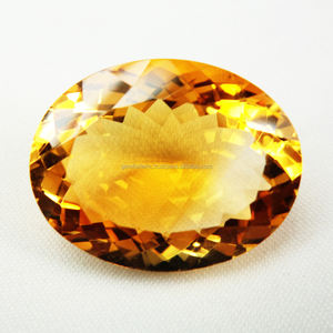 พลอยซิทรีน12X17mm พลอยสังเคราะห์ทรงรีเจียระไนแบบเหลี่ยมเพชรพลอยทรงรีสไตล์บราซิล - Product Image 4