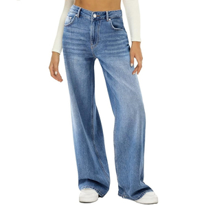Jean en denim pour homme 100% coton, respirant, séchage rapide, écologique, coupe droite, délavé à la pierre, toutes saisons - Product Image 1