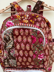 Mochila Acolchada a Rayas para Niñas, Hecha a Mano, de Algodón, para la Escuela, Ligera, para Viajes, con Múltiples Bolsillos, Estilo Boho, 20 Pulgadas - Product Image 2