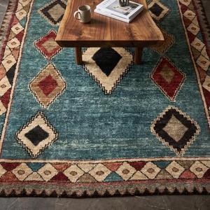Alfombra de Lana Tejida a Mano, Diseño Floral Azul Turquesa, Clásica, para Sala de Estar o Dormitorio - Product Image 6