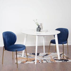 Set da Pranzo Contemporaneo Amoa a 3 Pezzi, Tavolo Rotondo Bianco e 2 Sedie per Sala da Pranzo - Product Image 1