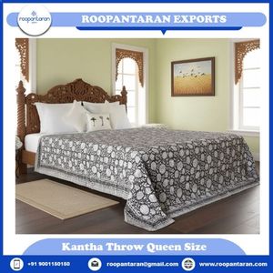Handmade Cotton Printed <b>Quilt</b> Traditional <b>Bedding</b> Queen Size Throw Fabric All Season Home Decor Kantha Style Throw Cover - Product Image 2