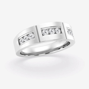 Yellow Gold Channel <b>Set</b> Lab Grown Diamond <b>Men</b>’s Wedding Band <b>Ring</b> - Product Image 4