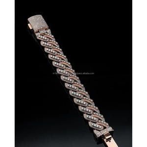 Bracelet à maillons cubains avec diamants cultivés en laboratoire VVS Bracelet de luxe en argent sterling 925 Test de diamant vérifié - Product Image 1