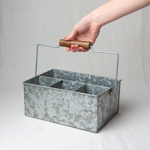 Cesta de Almacenamiento Rectangular de Metal con Asa de Madera, Estilo Industrial, Resistente al Óxido, Organizador de Cocina de un Solo Nivel, Tipo Vertical - Product Image 1