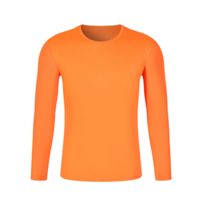 เสื้อยืดแขนยาวผู้ชายสีส้ม คอโอ ทรงปกติ สีพื้น ใส่สบายๆ - Product Image 4