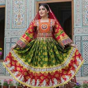 Precios Bajos, Últimos Modelos de Vestidos de Novia Afganos Vintage Kuchi, Vestidos Étnicos Gitanos Tribales Hasta la Rodilla, Ropa de Mujer Bohemia, Vestido Afgano - Product Image 6