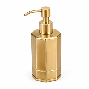 Antique Brass Soap Dispenser Ribbed Metal Liquid Hand Pump Fluted Gold <b>Bathroom</b> <b>Accessories</b> <b>Set</b> For Hotel Countertop Low Price - Product Image 5