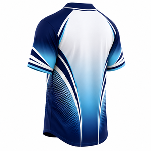 เสื้อเบสบอลผู้ชายแบบสั่งทำพิเศษ พิมพ์ลายแบบ Sublimation ระบายเหงื่อได้ดี ผลิตจากโพลีเอสเตอร์ 100% แขนสั้น ติดกระดุมด้านหน้า ดีไซน์ไล่เฉดสี สำหรับฤดูร้อน - Product Image 5