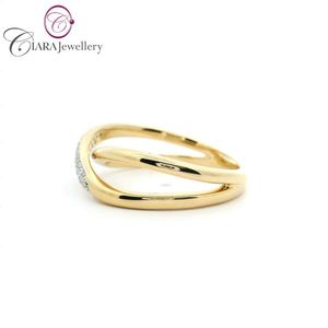 แหวนแต่งงานแบบคลาสสิกสง่างาม18K สีทองล้วน0.09ct g/VS ประดับเพชรธรรมชาติ - Product Image 2