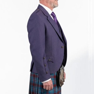 Chaqueta Kilt de Lana Morada con Diseño Argyle para Hombre, Traje Escocés de las Tierras Altas, Venta al Por Mayor, Hecho a Mano en Fábrica - Product Image 3
