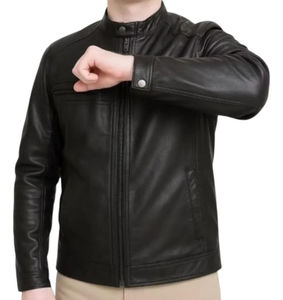 Chaqueta de Motociclista de Cuero Genuino para Hombre, Hecha a Mano, Negra, Estilo Clásico Cafe Racer - Product Image 2