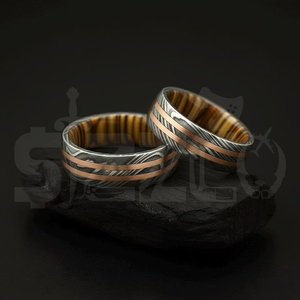 Hot Selling Handmade Copper Damascus Steel <b>Ring</b> for Men Women Wedding Band Fashion Party <b>Ring</b> Custom Latest Design OEM Supplier - Product Image 1