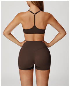 Women High-waisted Yoga Shorts New Design V Cut Cross Waist Butt Lifting Yoga Short Leggings Tight Running Workout Yoga Shorts - Product Image 4