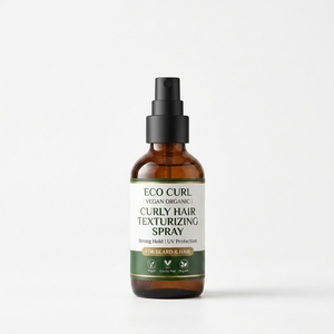 Spray texturisant végétalien bio pour cheveux bouclés avec protection UV, fixation forte pour barbe et cheveux - Sans cruauté animale, marque privée - Product Image 1