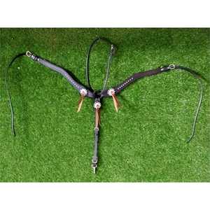 Juego de caballete y peto de caballo occidental de cuero genuino, calzones ecuestres duraderos fabricados en India, precios al por mayor - Product Image 1