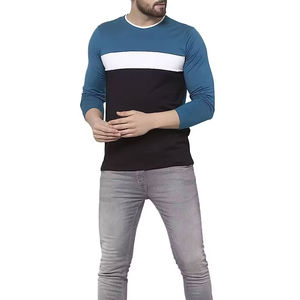 T-shirt à manches longues pour homme, en polyester/coton de haute qualité, col rond, logo personnalisé, vente en gros - Product Image 6