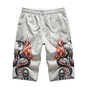 กางเกงขาสั้นผ้าฝ้ายพิมพ์ลายชนเผ่าสำหรับผู้ชาย - Product Image 3