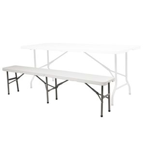 Panca Pieghevole da Esterno 6FT per Cortile, Giardino, Parco, Hotel, Centro Commerciale, Soggiorno, Patio - Panca Durevole in Acciaio, Legno e HDPE - Product Image 3