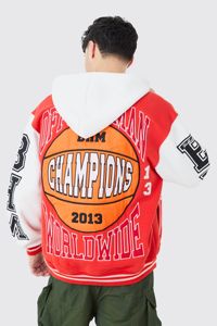 Customized College University <b>Wool</b> Sleeve <b>Quilted</b> Winter Streetwear Bomber Baseball Jacket with Front Logo for Men - Product Image 4