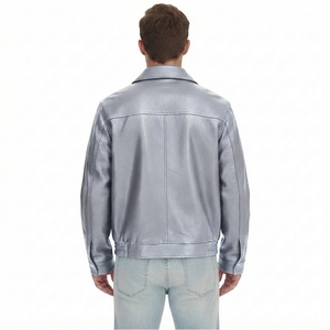 Chaqueta de Cuero Clásica para Hombre con Cierre Frontal y Bolsillos Laterales, Ropa Exterior Informal de Moda para Exteriores, Proveedor Mayorista Personalizado - Product Image 3
