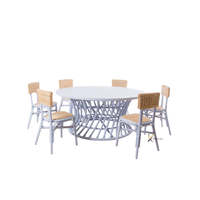 KV NATURAL HOME - Juego de Mesa y Silla Escolar de Ratán Moderno, Seguro y Duradero para Jardín de Infancia - Muebles de Aprendizaje Ecológicos