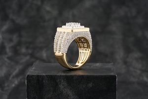 Bague Hip Hop en Or Jaune Plaqué Argent Sterling 925 Certifié avec Diamant VVS, Cadeau de Mariage et de Fiançailles pour Hommes et Femmes - Vente Flash - Product Image 2