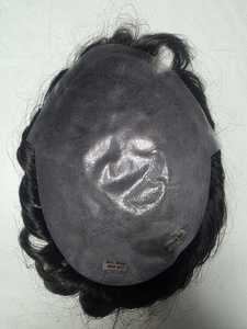 Prothèse capillaire pour hommes en cheveux humains Remy, base en dentelle et PU, à peau fine, avec boucles en V, ondulations profondes lâches, densité 100%, cheveux raides, 8X10 - Product Image 5