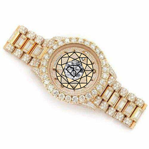 <b>Solid</b> Yellow <b>Gold</b> Plated Lab Diamond Stainless Steel <b>Watch</b> Hip-Hop Style Dial Water Resistant <b>Men's</b> Daily Office Wear <b>Watch</b> - Product Image 1