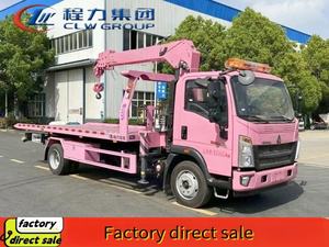 Camion de dépanneuse HOWO 4x2 5 tonnes plate-forme polyvalente transporteur de voiture dépanneuse de récupération de route <span class=keywords><strong>plateau</strong></span> coulissant inclinable un à deux avec <span class=keywords><strong>grue</strong></span> - Product Image 3