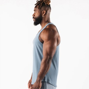 Camisetas sin mangas baratas con logo personalizado, ajustadas, lisas, para hombre, para entrenamiento, 100% algodón. - Product Image 4