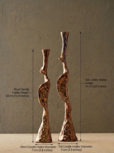 Ensemble de 2 bougeoirs en métal au design torsadé, élégants accessoires de décoration de table pour la maison et les cadeaux, provenant d'Inde - Product Image 6
