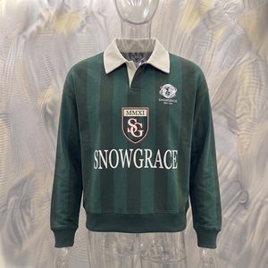 Veste de rugby rayée Snowgrace à manches longues avec logo brodé, col rabattu, coupe classique, vêtements unisexes pour adultes - Product Image 3