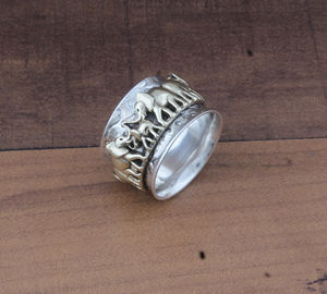 Elephant Rotating Band <b>Ring</b> 925 Silver Classic Men's Party <b>Spinner</b> Meditation Anti-Stress Stress Relief Jewelry - Product Image 4