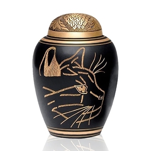 Speckled Teal Blue Brass Pet <b>Urn</b> Gold Paw Print Cremation <b>Urn</b> for Dog & <b>Cat</b> Ashes - Product Image 5