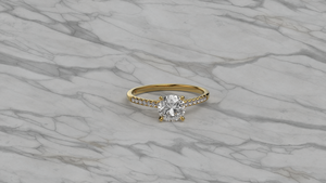 Anillo Minimalista con Diamante de Corte Brillante Redondo, Chapado en Oro de 18K, Banda con Diamantes Redondos, Anillo de Compromiso con Micro Pavé, Regalo - Product Image 4