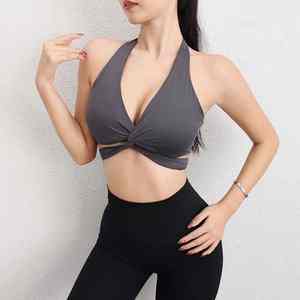 Nouveau Soutien-gorge de Sport Sexy à Cordon de Serrage pour Femme, Col en V, pour Yoga, Fitness, Course et Entraînement, avec Dos Élégant - Product Image 3