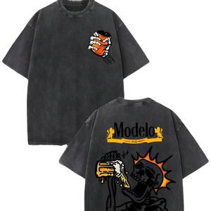 เสื้อยืดแขนสั้นผู้ชาย ผ้าฝ้าย 100% น้ำหนักเบา ซักย้อมแบบแอซิด ระบายอากาศได้ดี เป็นมิตรกับสิ่งแวดล้อม แห้งเร็ว ลายเรียบ ดีไซน์ทันสมัย - Product Image 1